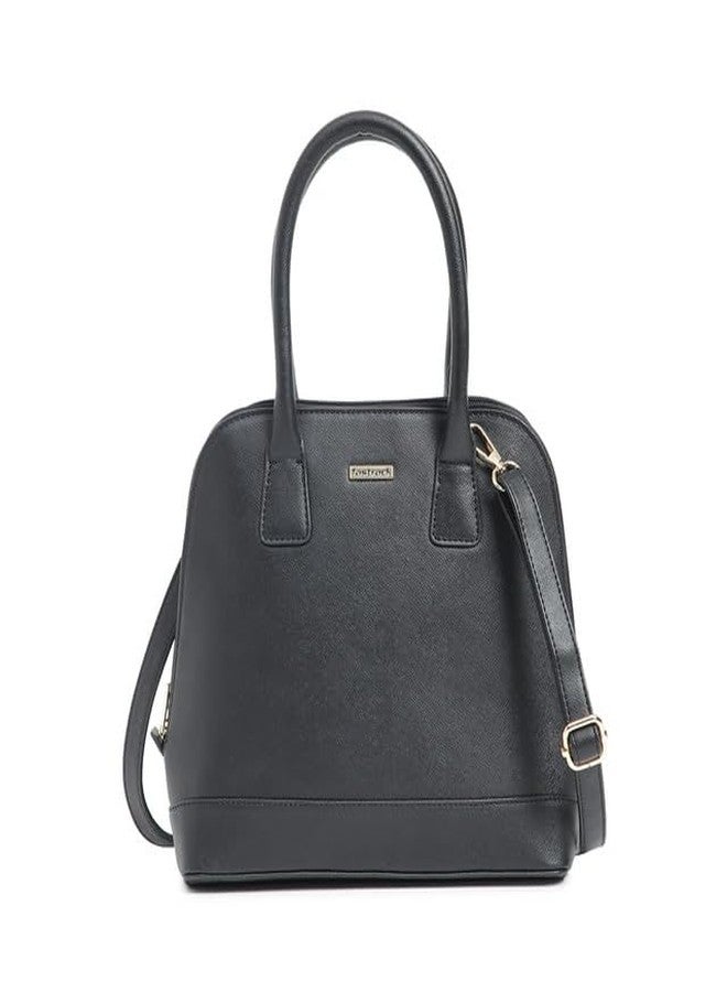 Fastrack Structured Satchel Bag for Women | Classic Bag for Girls, Ladies, Women | Spacious Bag for College, Work Made of Faux Leather (Black) - Image 1